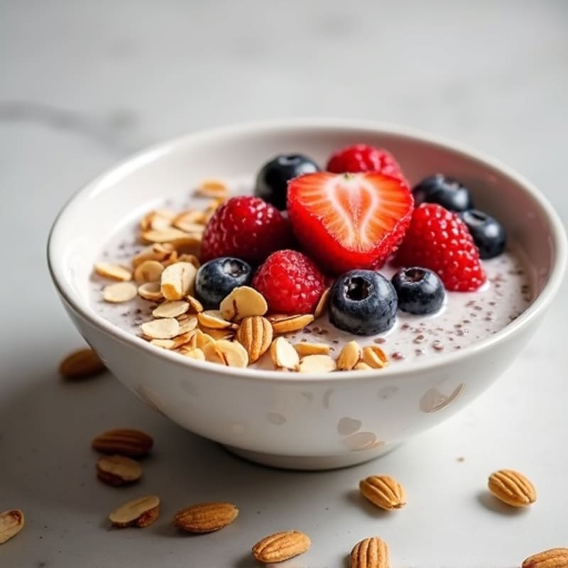 Creamy Protein Chia Pudding with Fresh Berries and Toasted Nuts