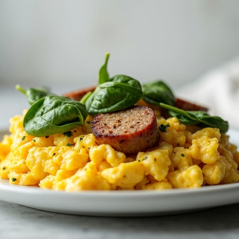 Egg White and Turkey Sausage Scramble with Spinach