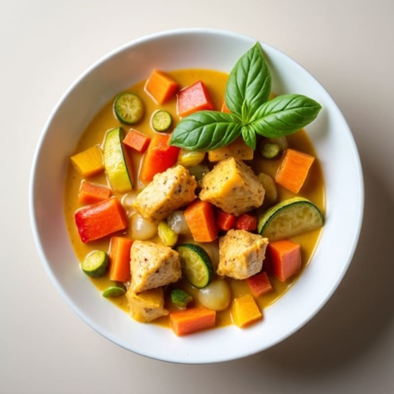 Creamy Coconut Chicken and Vegetable Curry with Fresh Basil