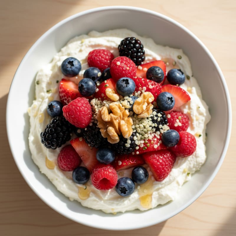 Creamy Greek Yogurt with Protein Powder and Mixed Berries