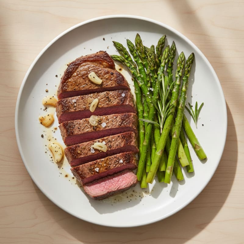 Pan-Seared Steak with Roasted Asparagus