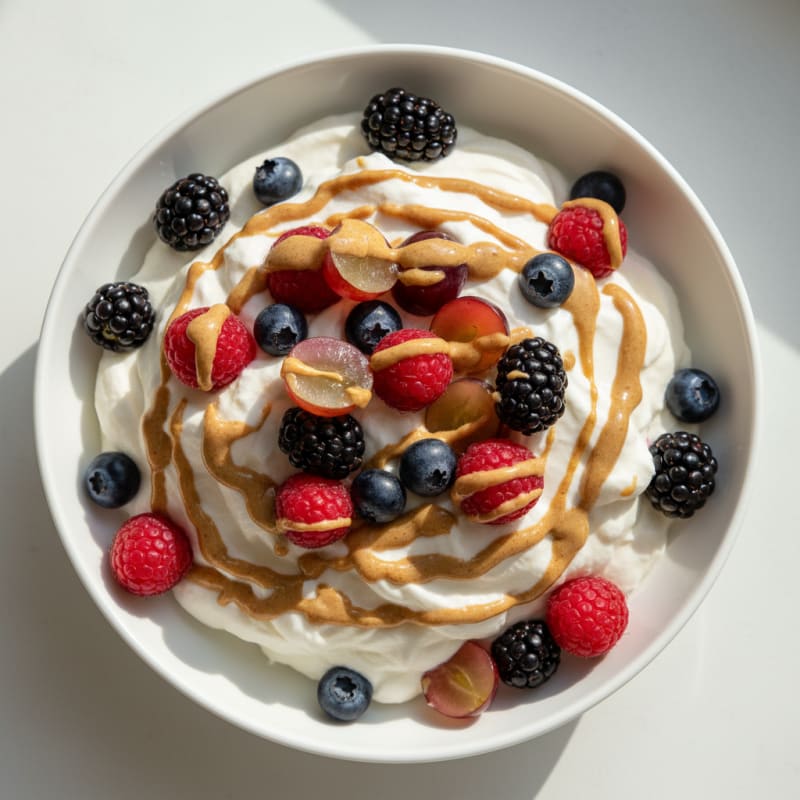 Greek Yogurt Protein Mousse with Mixed Berries
