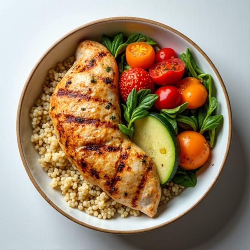 Grilled Chicken and Quinoa Bowl with Roasted Vegetables