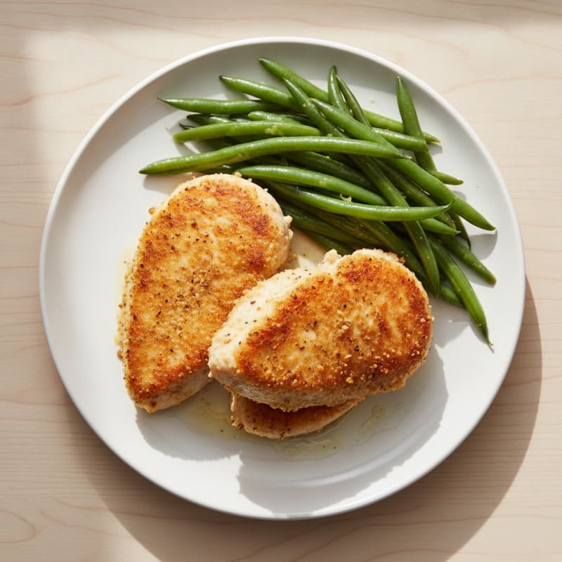 Clean Buttermilk Pan-Fried Chicken with Green Beans