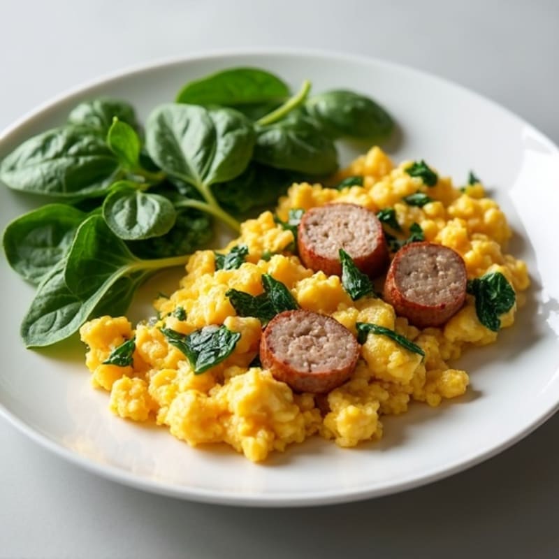 Egg White and Turkey Sausage Scramble with Spinach