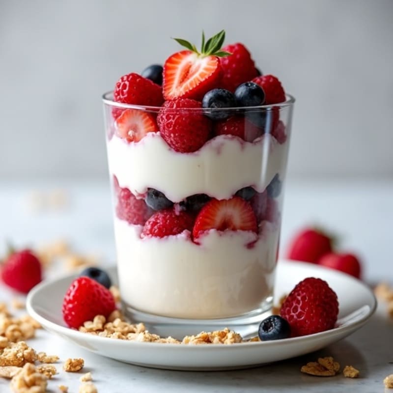 Greek Yogurt Protein Parfait with Mixed Berries