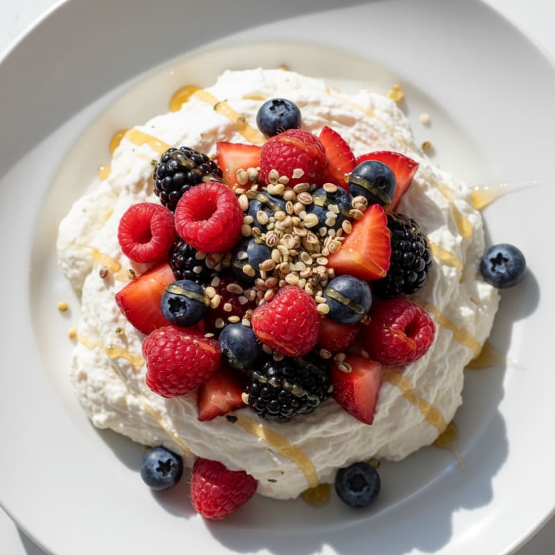 Greek Yogurt Protein Mousse with Mixed Berries
