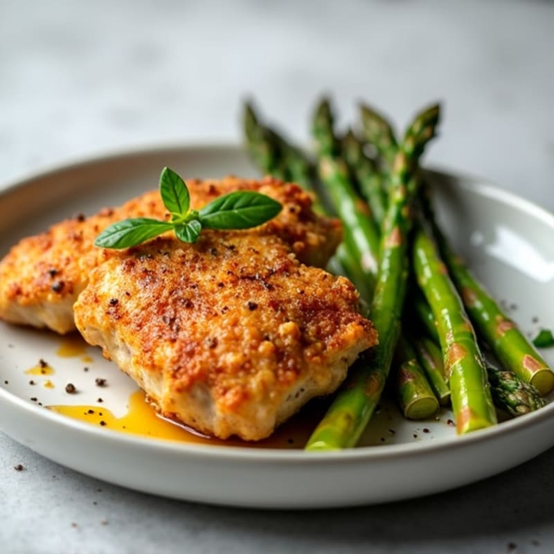 Crispy Baked Chicken Thighs with Roasted Asparagus