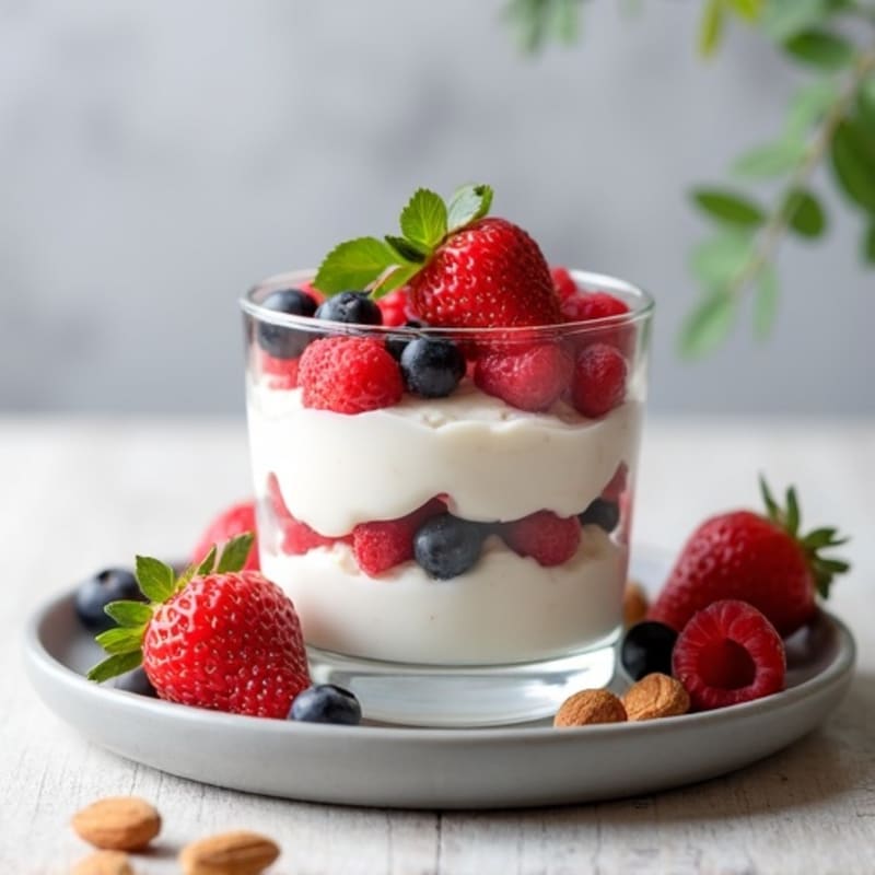 Creamy Greek Yogurt Protein Parfait with Mixed Berries and Almonds