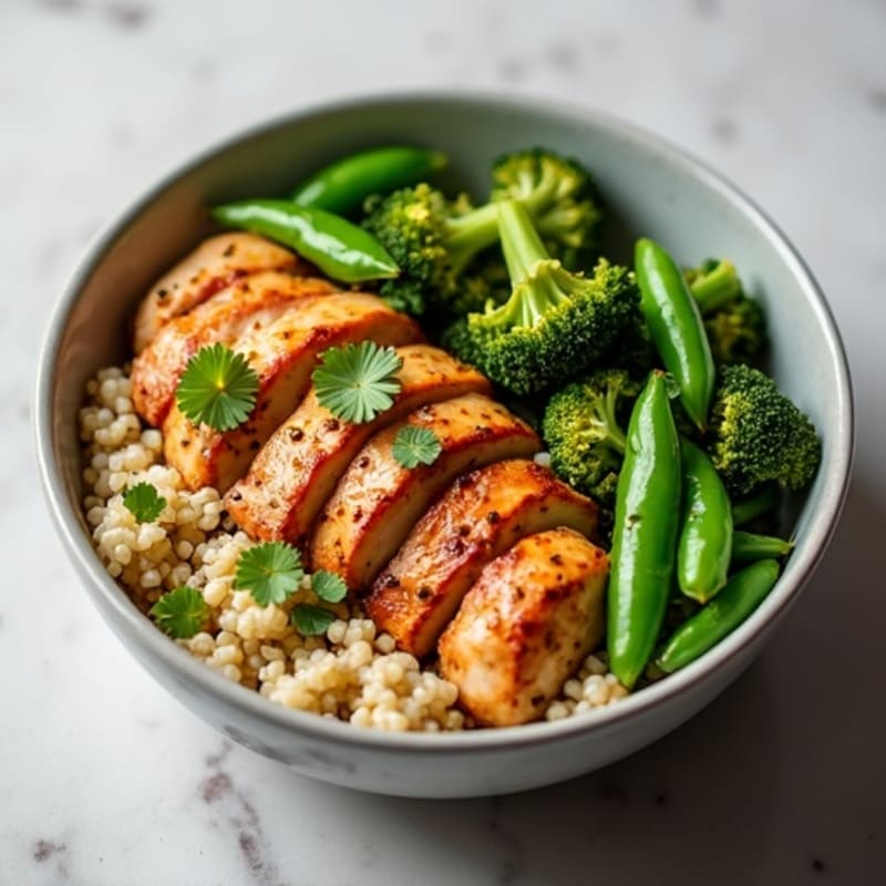 Sesame Ginger Chicken with Crispy Broccoli and Snap Peas