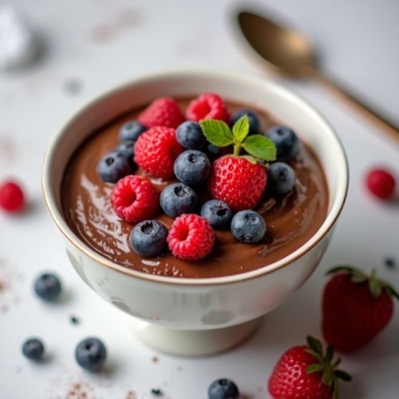 Silky Chocolate Protein Pudding with Fresh Berries