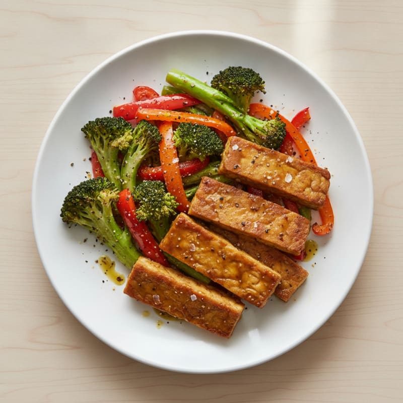 Pan-Seared Tempeh with Roasted Vegetables
