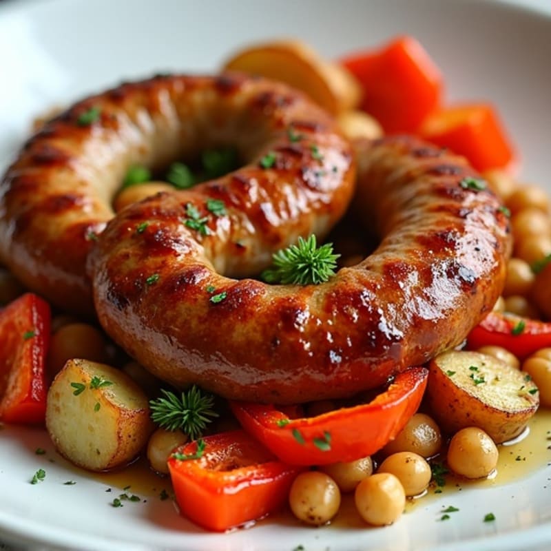 Sheet Pan Roasted Sausage, Potatoes, and Crispy Bell Peppers
