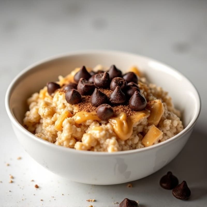 Creamy Peanut Butter Protein Oatmeal with Chocolate Chips