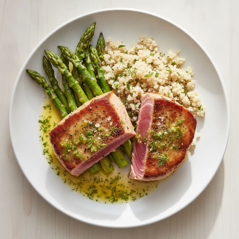 Seared Tuna with Lemon-Herb Sauce