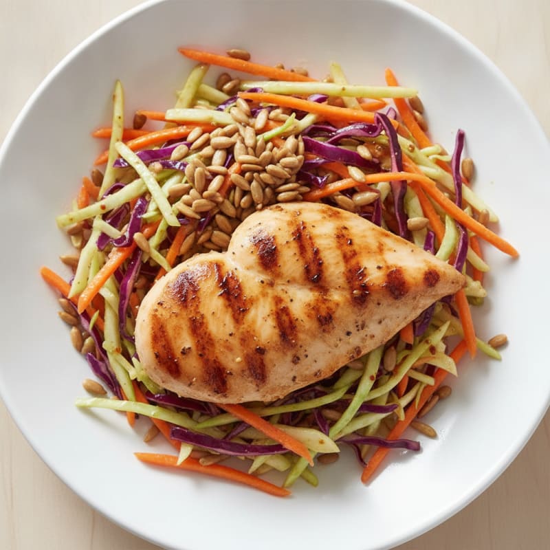 Grilled Chicken Breast with Crunchy Cabbage Slaw