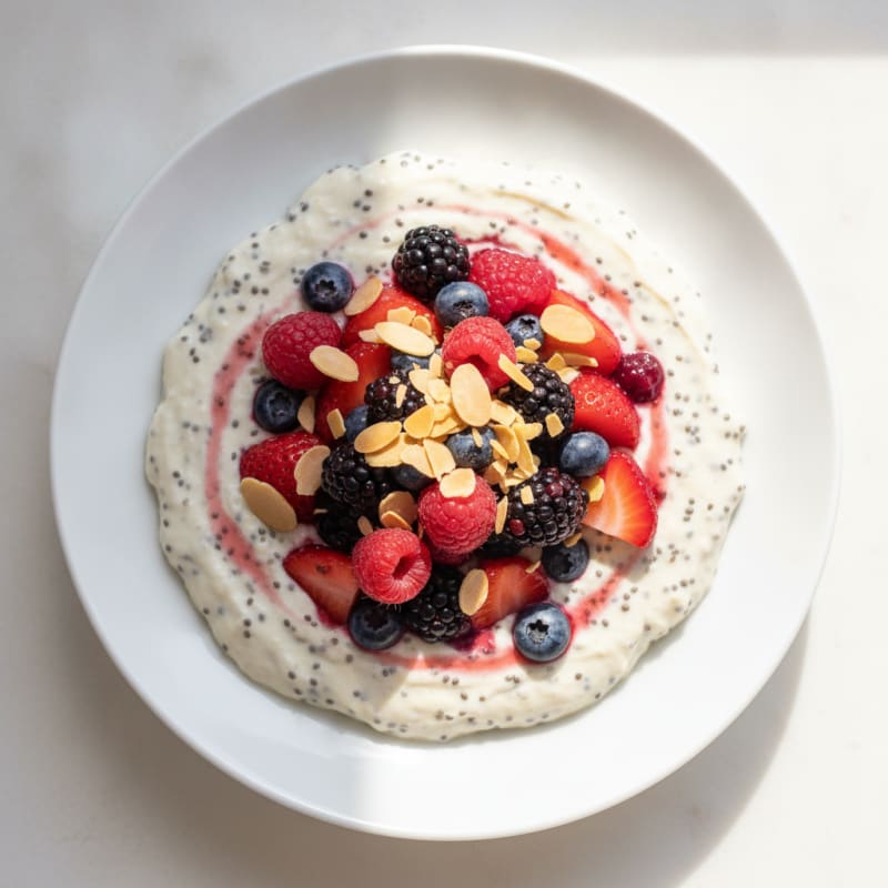Silky Greek Yogurt Protein Pudding with Mixed Berries