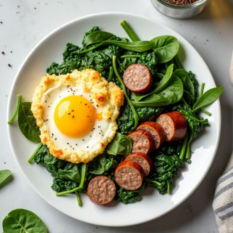 Egg White and Turkey Sausage Scramble with Spinach