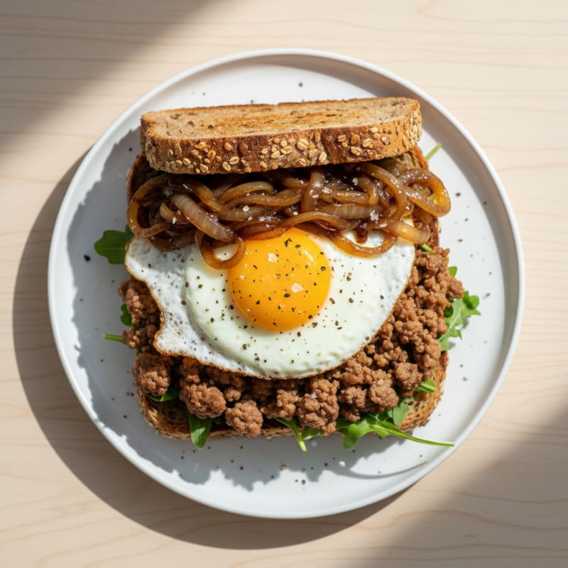 Tender Caramelized Beef and Onion Sandwich