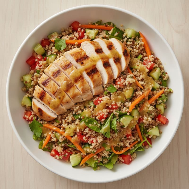 Grilled Chicken and Quinoa Salad with Crunchy Vegetables