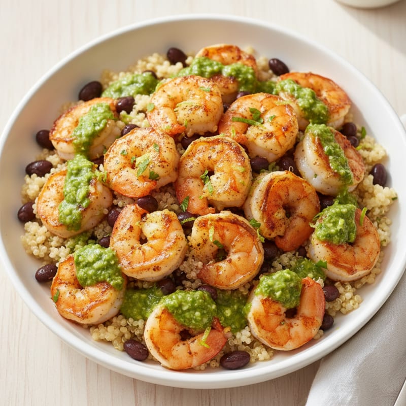 Tangy Sauteed Shrimp Quinoa Bowl