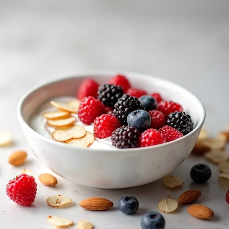 Greek Yogurt Protein Bowl with Mixed Berries and Almonds