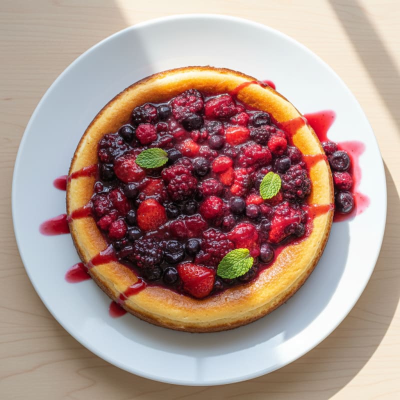 Silky Vanilla Protein Cheesecake with Berry Compote