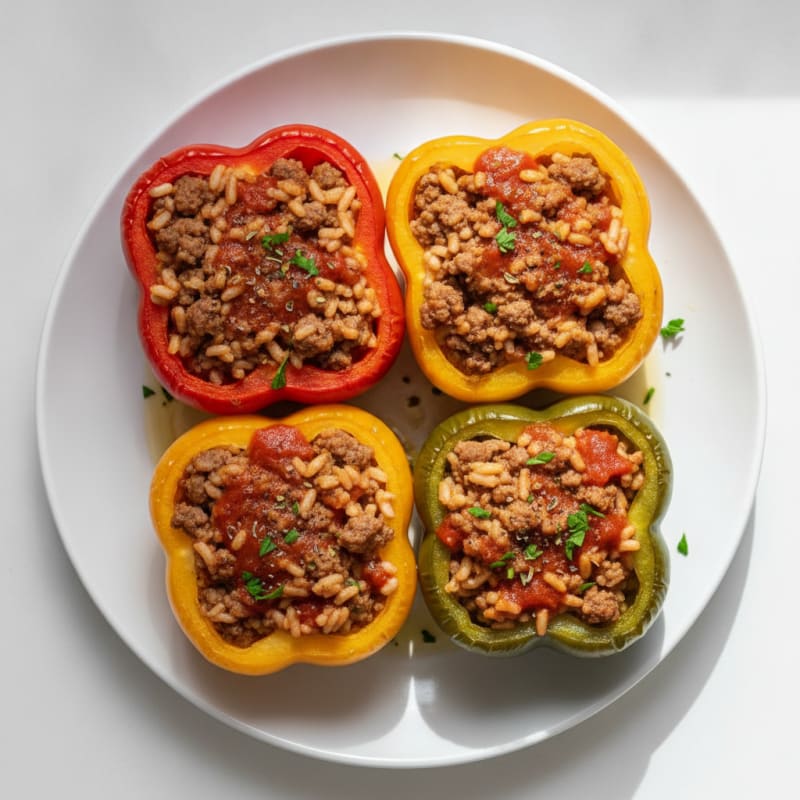 Beef and Rice Stuffed Bell Peppers