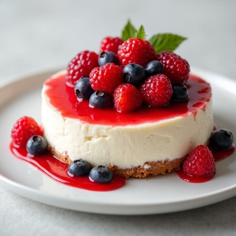 Creamy Greek Yogurt Cheesecake with Fresh Berry Topping