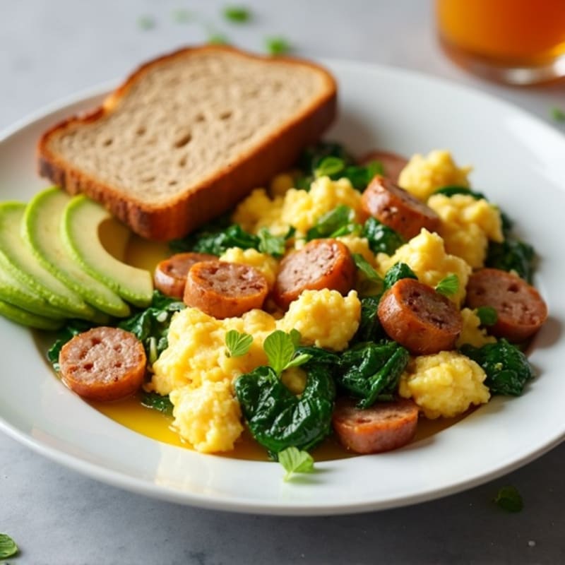 Egg White Scramble with Spinach and Turkey Sausage