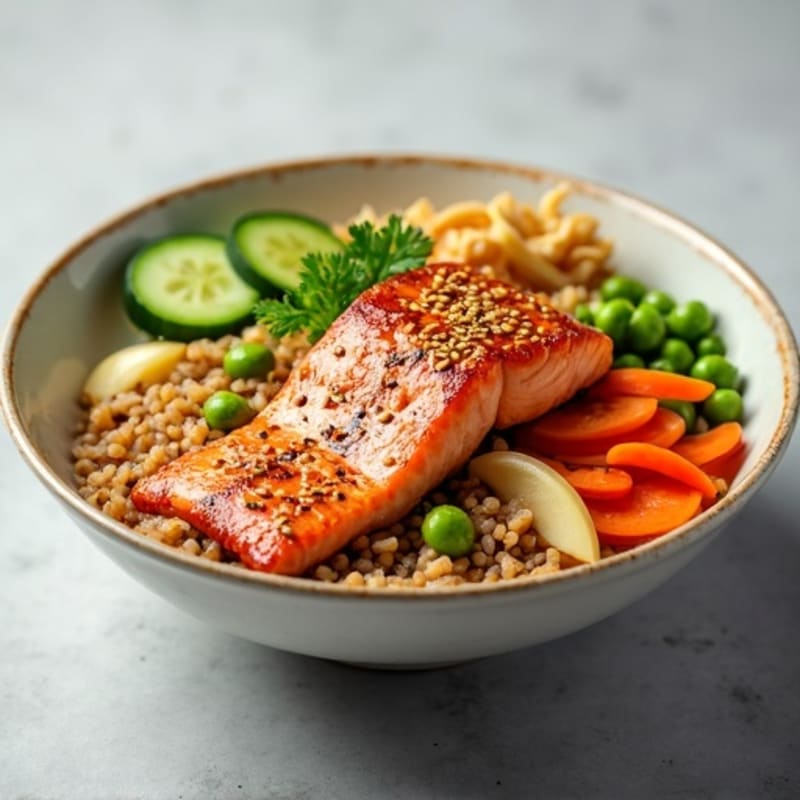 Sesame-Ginger Seared Salmon Poke Bowl