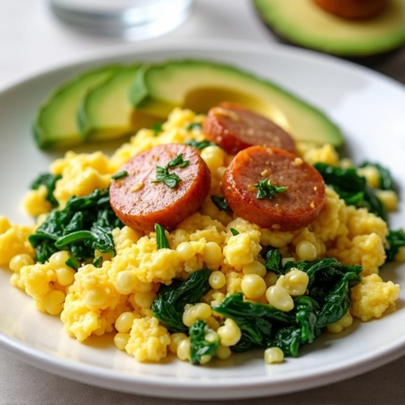 Egg White and Turkey Sausage Scramble with Spinach