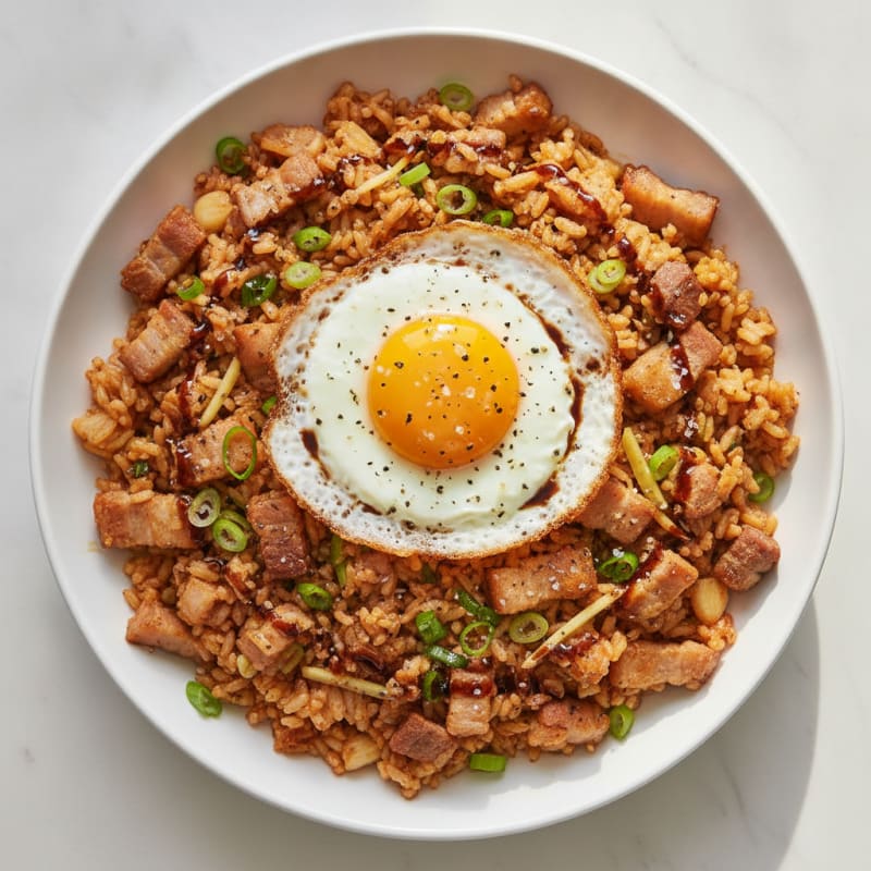 Kimchi Fried Rice with Pork Belly