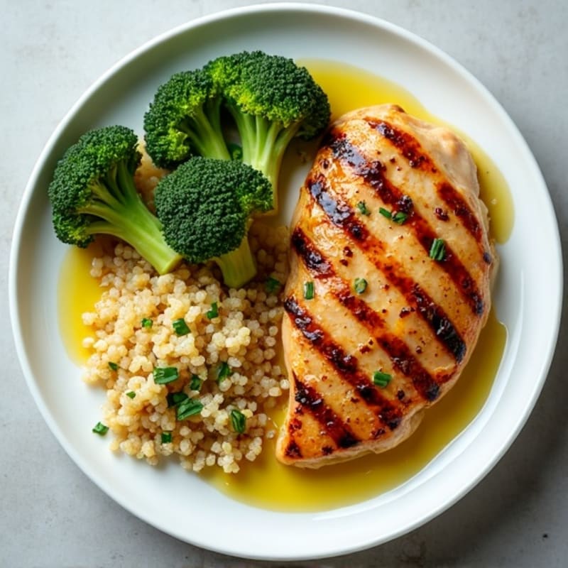 Grilled Chicken Breast with Roasted Broccoli and Quinoa