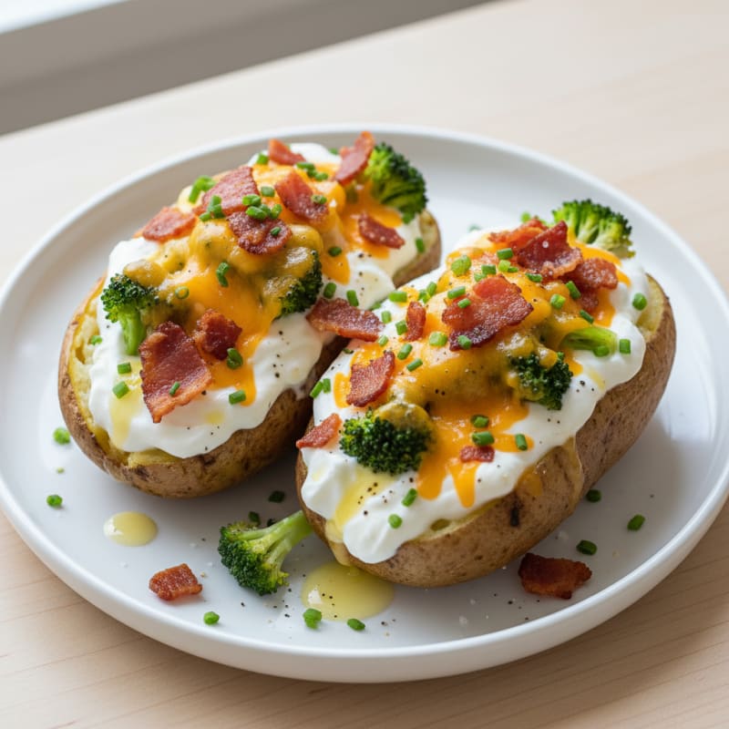 Creamy Loaded Baked Potatoes with Crispy Bacon