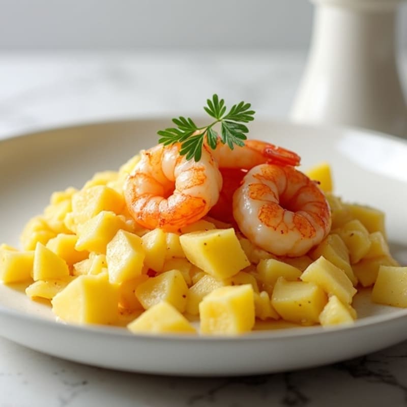Silky Scrambled Egg Whites with Sautéed Potatoes & Shrimp