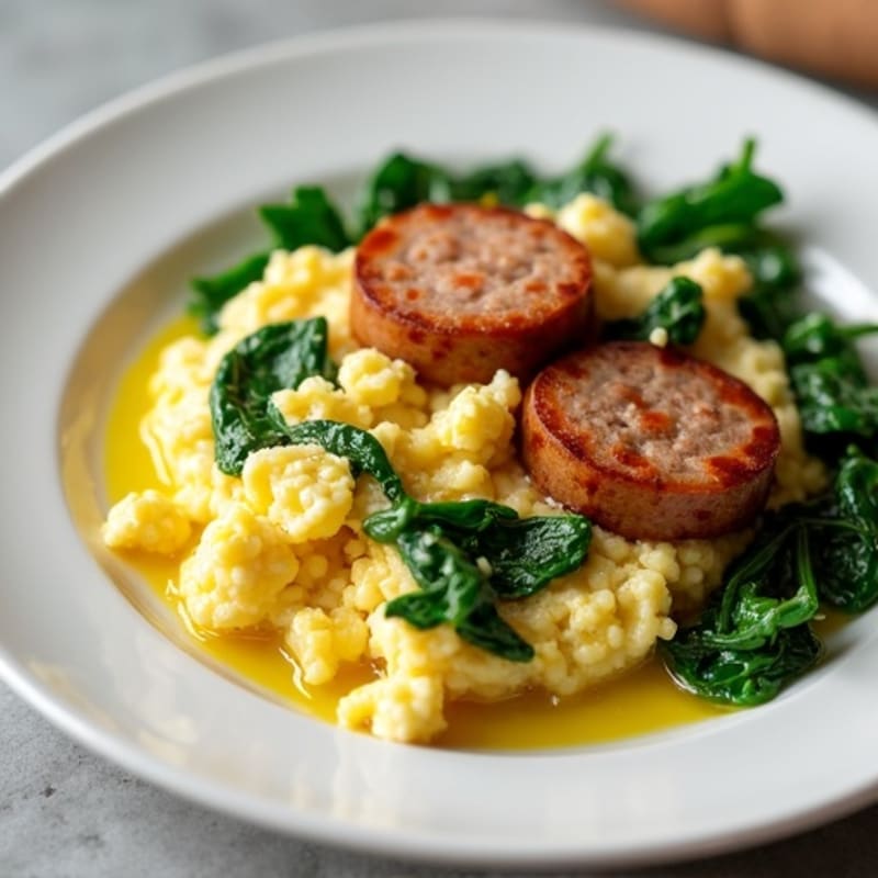 Egg White Scramble with Spinach and Turkey Sausage