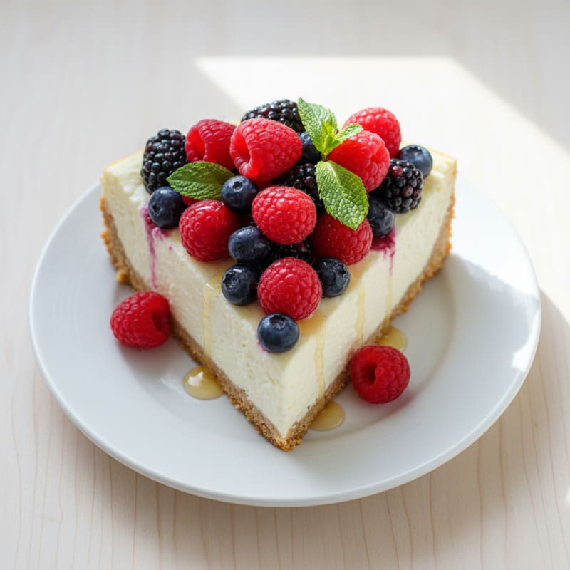 Greek Yogurt Protein Cheesecake with Fresh Berries