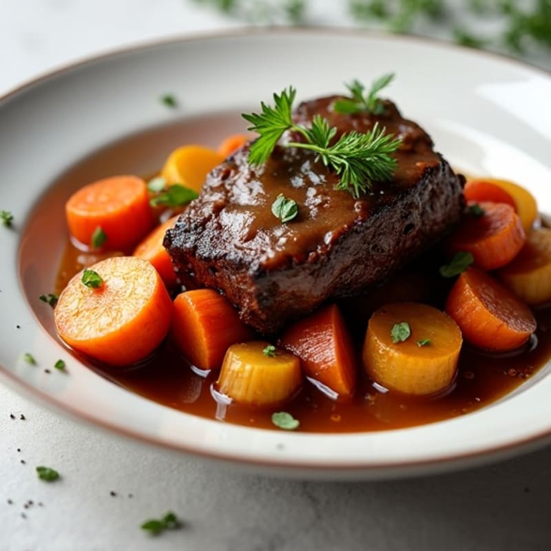 Tender Slow-Braised Short Ribs with Roasted Root Vegetables