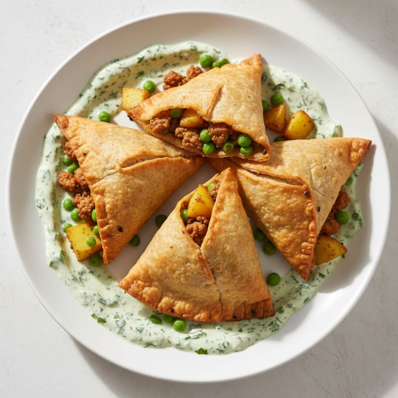 Crispy Spiced Potato Samosas with Chutney