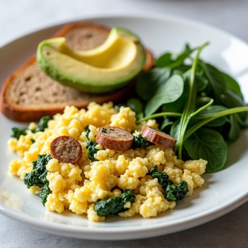 Egg White Scramble with Spinach and Turkey Sausage