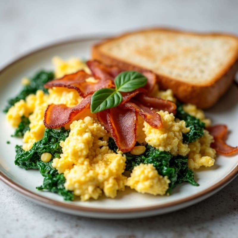 Egg White Scramble with Spinach and Turkey Bacon