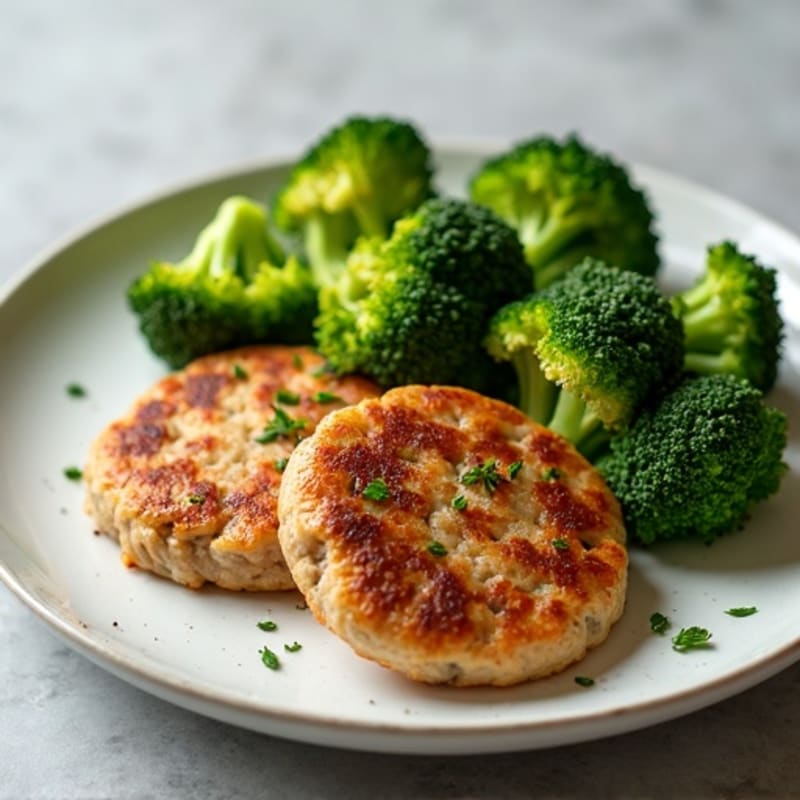 Seared Turkey Patties with Roasted Broccoli