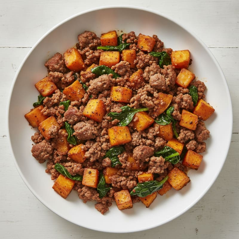 Ground Beef and Sweet Potato Hash