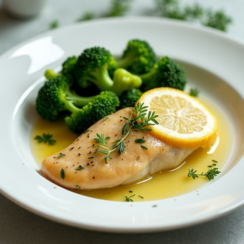 Lemon-Herb Poached Chicken with Steamed Greens