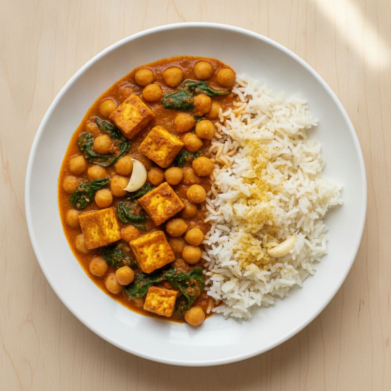 Chickpea and Spinach Curry with Basmati Rice