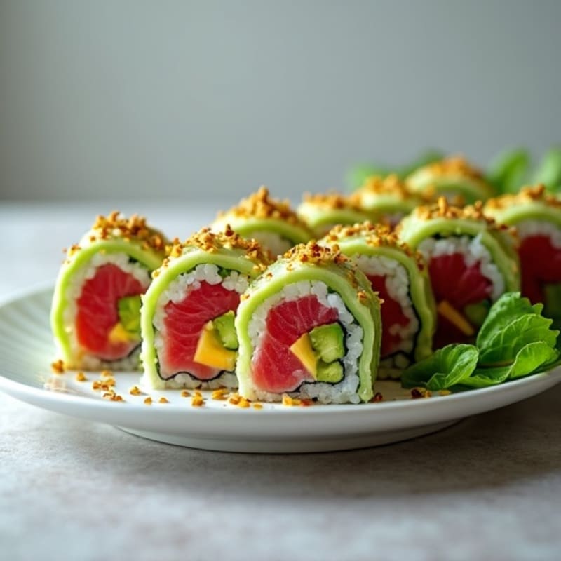 Fresh Tuna Avocado Roll with Cucumber Crunch