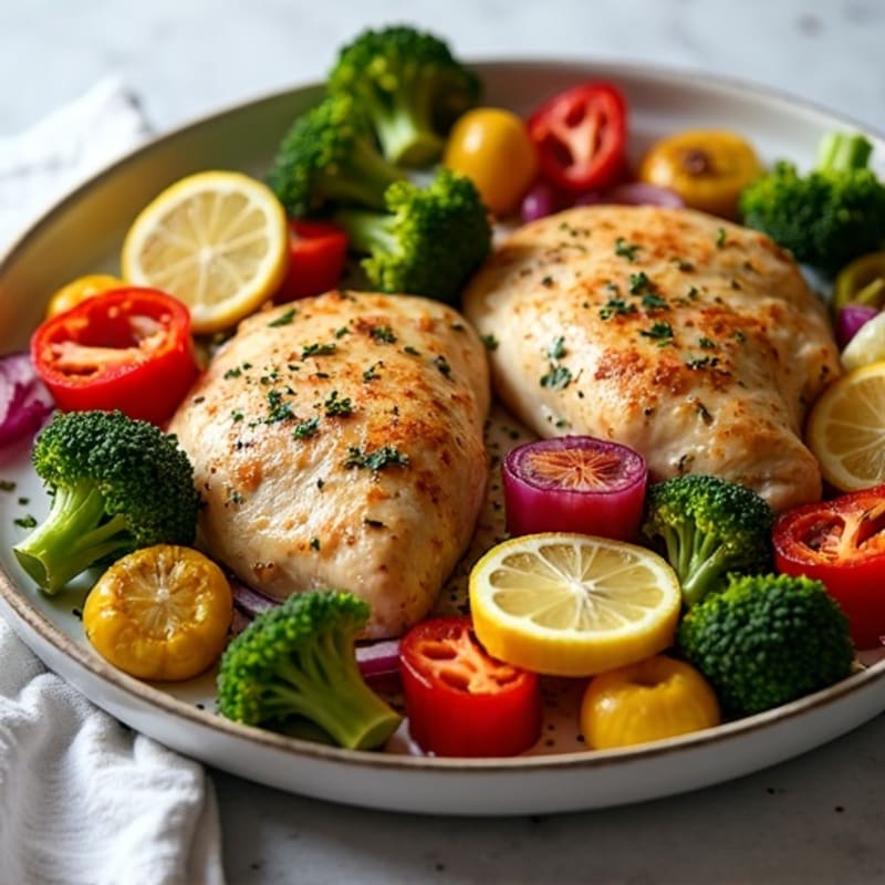 Sheet Pan Lemon Herb Roasted Chicken and Crispy Vegetables
