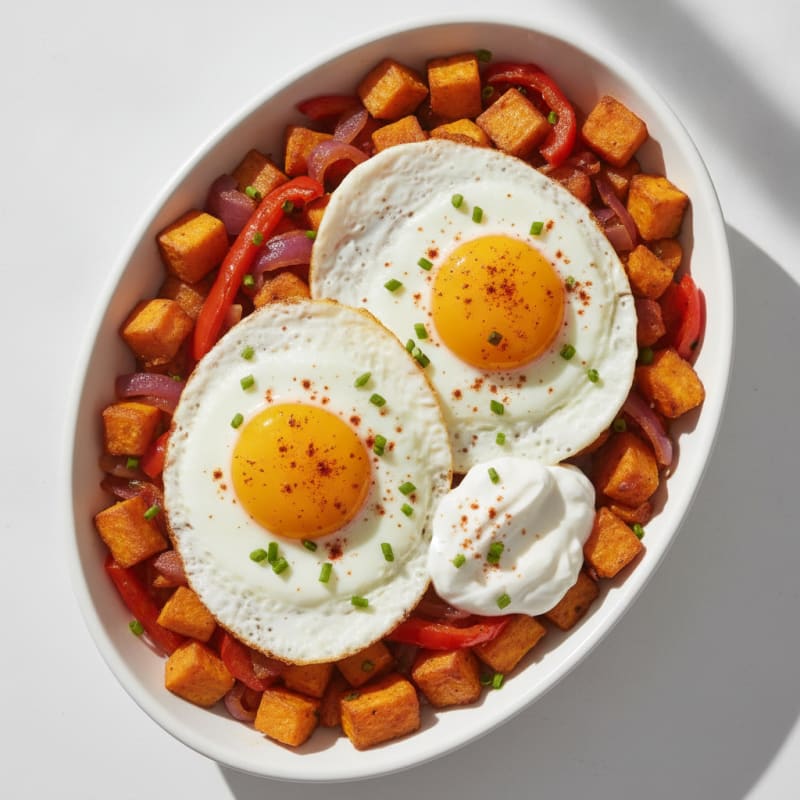 Egg and Sweet Potato Hash with Greek Yogurt