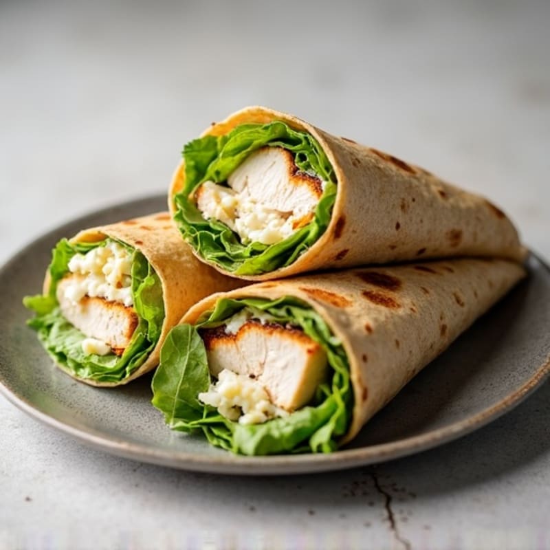 Grilled Chicken Caesar Whole Wheat Wrap with Creamy Greek Yogurt Dressing